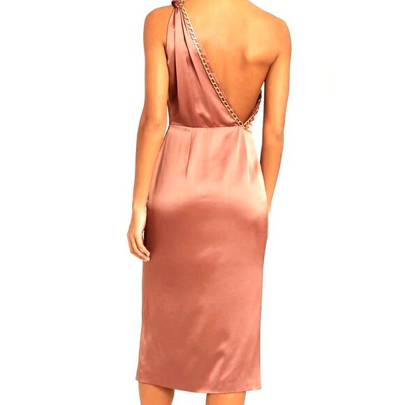 Reiss Adaline Chain Detail One-Shoulder Satin Dress | US 6 - Picture 11 of 11